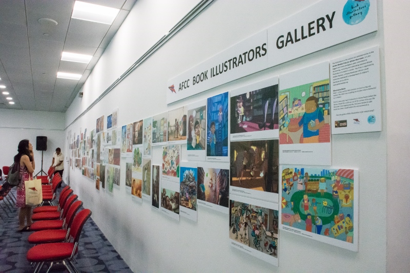 Illustrations from the inaugural Golden Baobab Prize for African Illustrators exhibited at BIG, Singapore